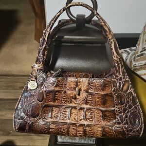 Brahmin Tan and Brown Embossed Shoulder Bag